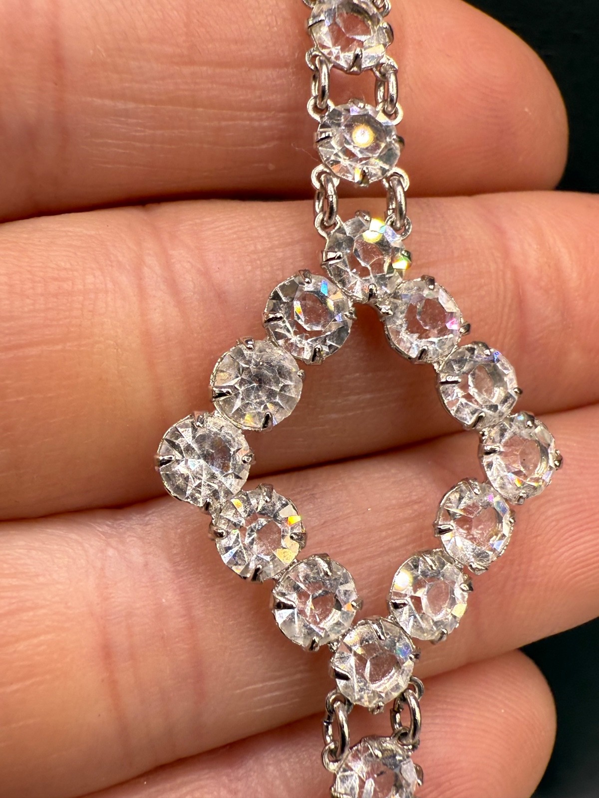 Vintage Crystal Bracelet Open Back Wedding Prom Formal 7"