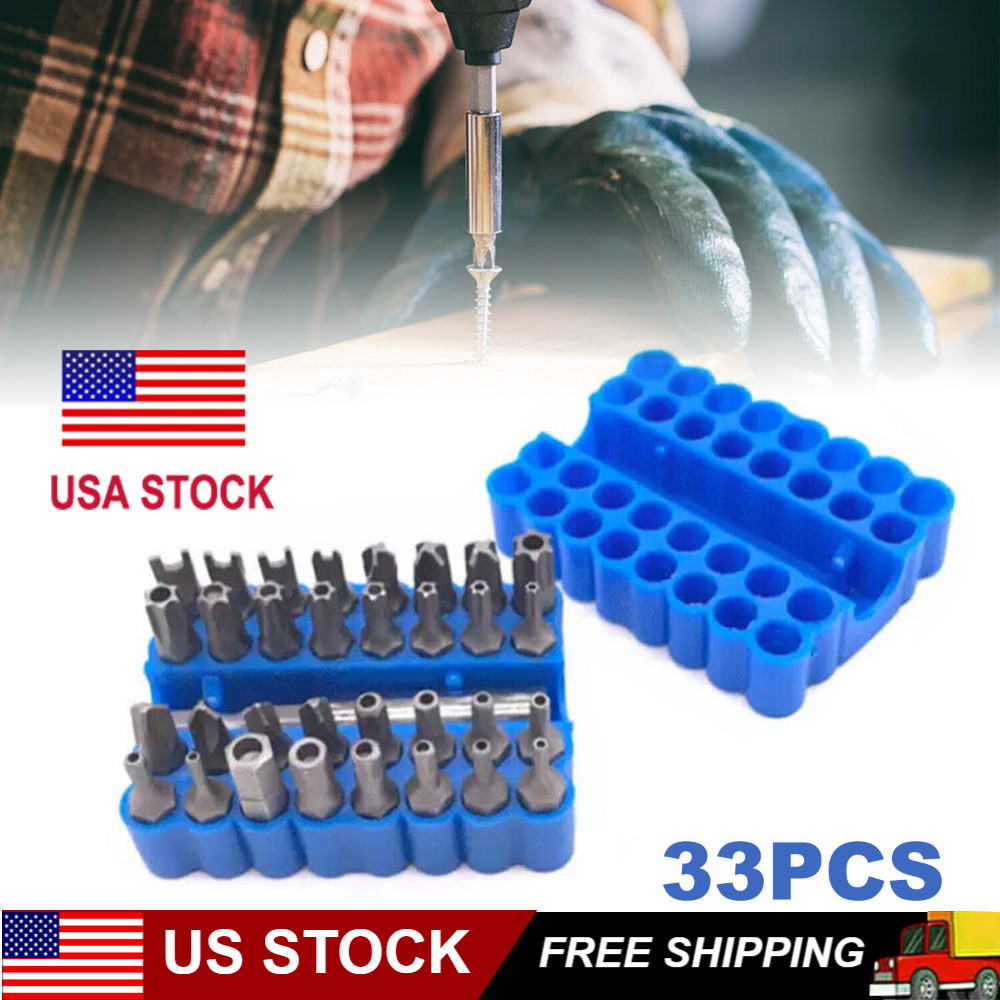 33PCS Hex Head Drill Bit Set w/ 1/4" Extension Bit Holder Screwdriver Bit Set
