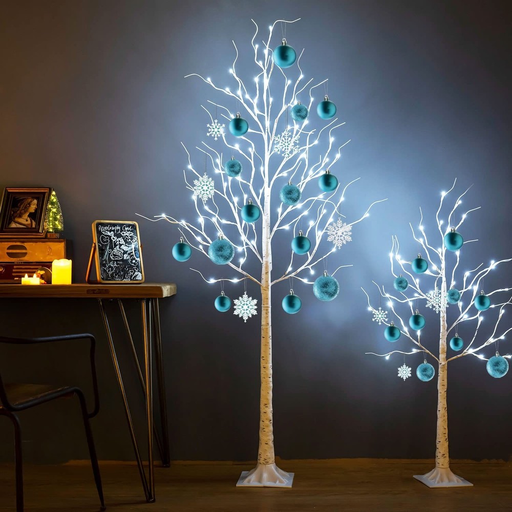 Lighted Birch Tree, 4ft 48LED Birch Tree Lights, Indoor Outdoor Artificial Tw...