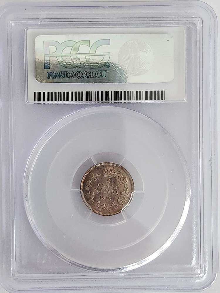 Canada 1919 Five Cents Silver Coin - PCGS MS64