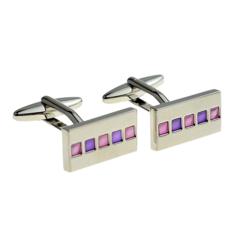 Rectangular Pink 5 Square Pink & Purple Cufflinks Presented in a Box X2F005