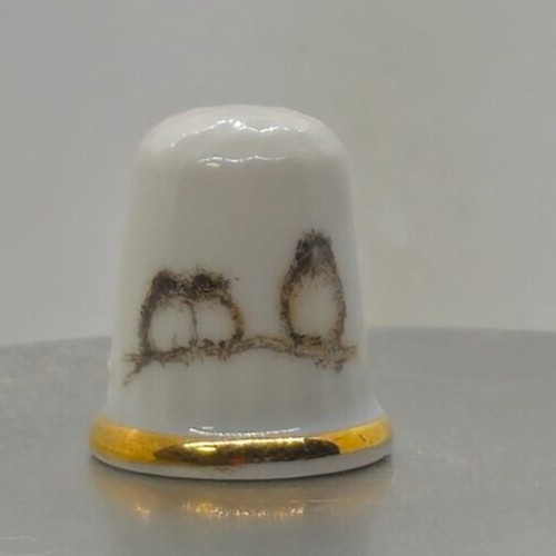 Porcelain Thimble - 3 Birds on Branch Ash Design