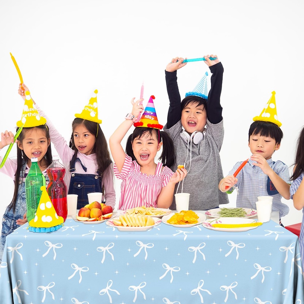 HAKOTI 2Pcs Blue Bow Birthday Decorations Bow Theme Plastic