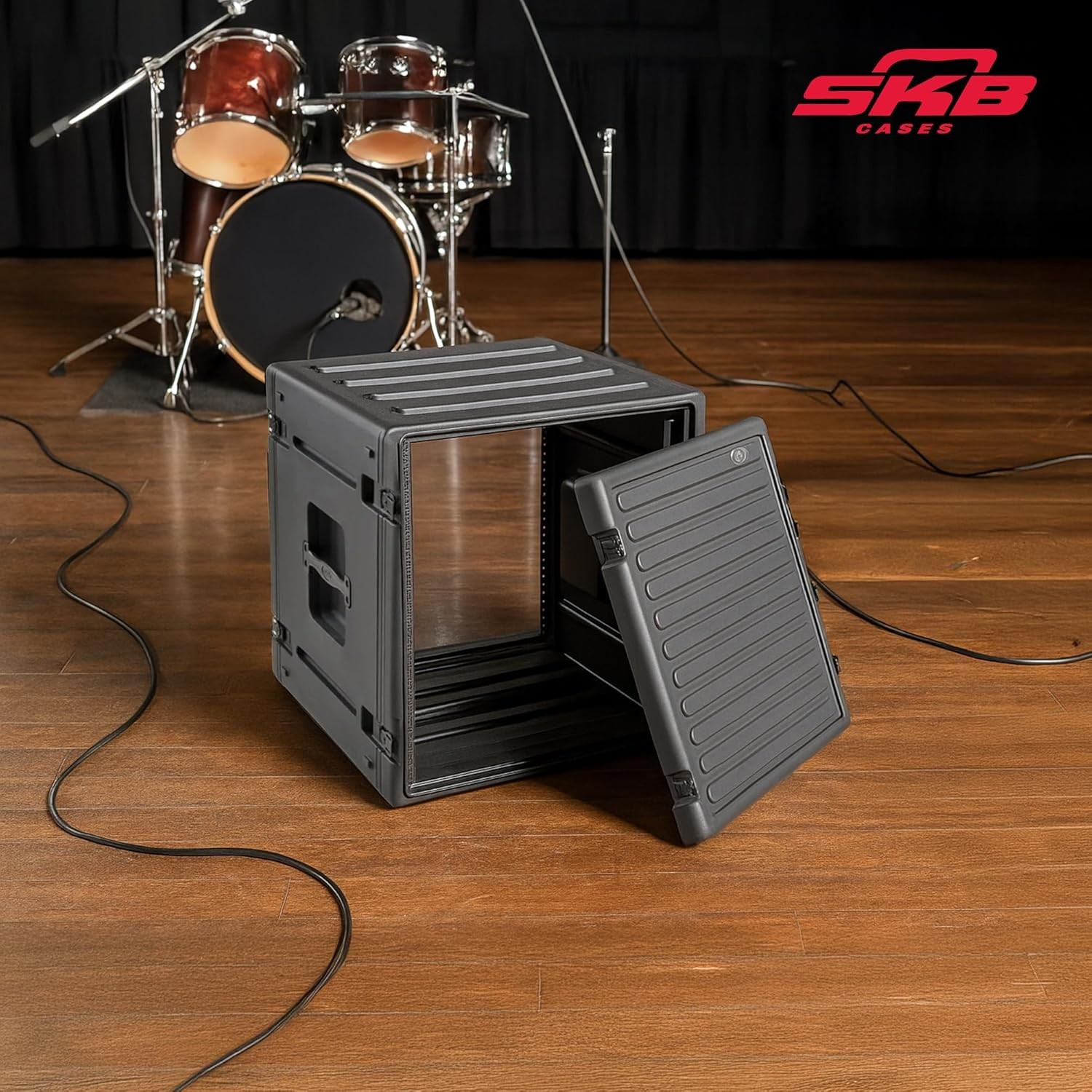 SKB Durable Polyethylene Gear Protector 12U Roto Rack with Twist Latches, Black