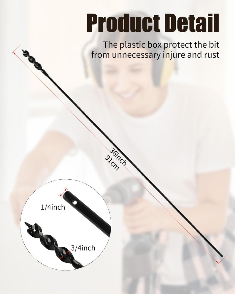 AOKLIT Flexible Installer Drill Bit for Wire Pulling, 36 Inch Extra Long 36”