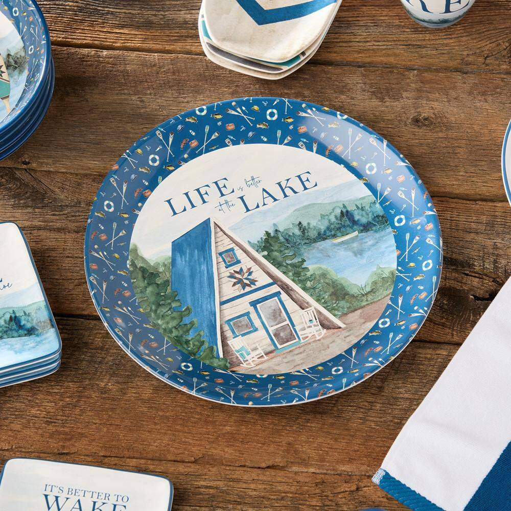 Wake at the Lake 13 In. Multi-Colored Ceramic Platter