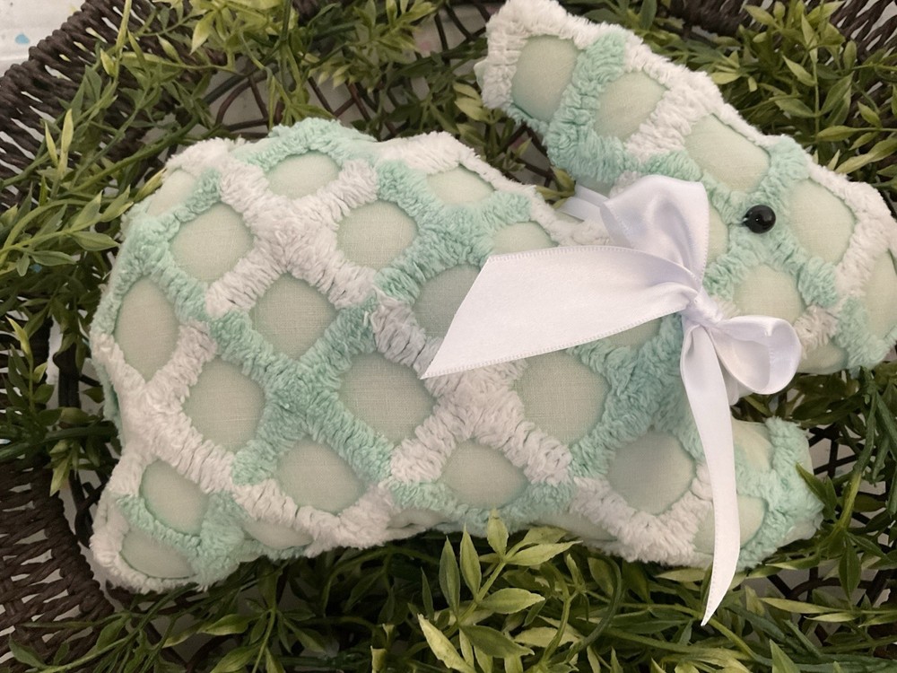 VINTAGE CHENILLE HANDMADE EASTER BUNNY RABBIT PILLOW