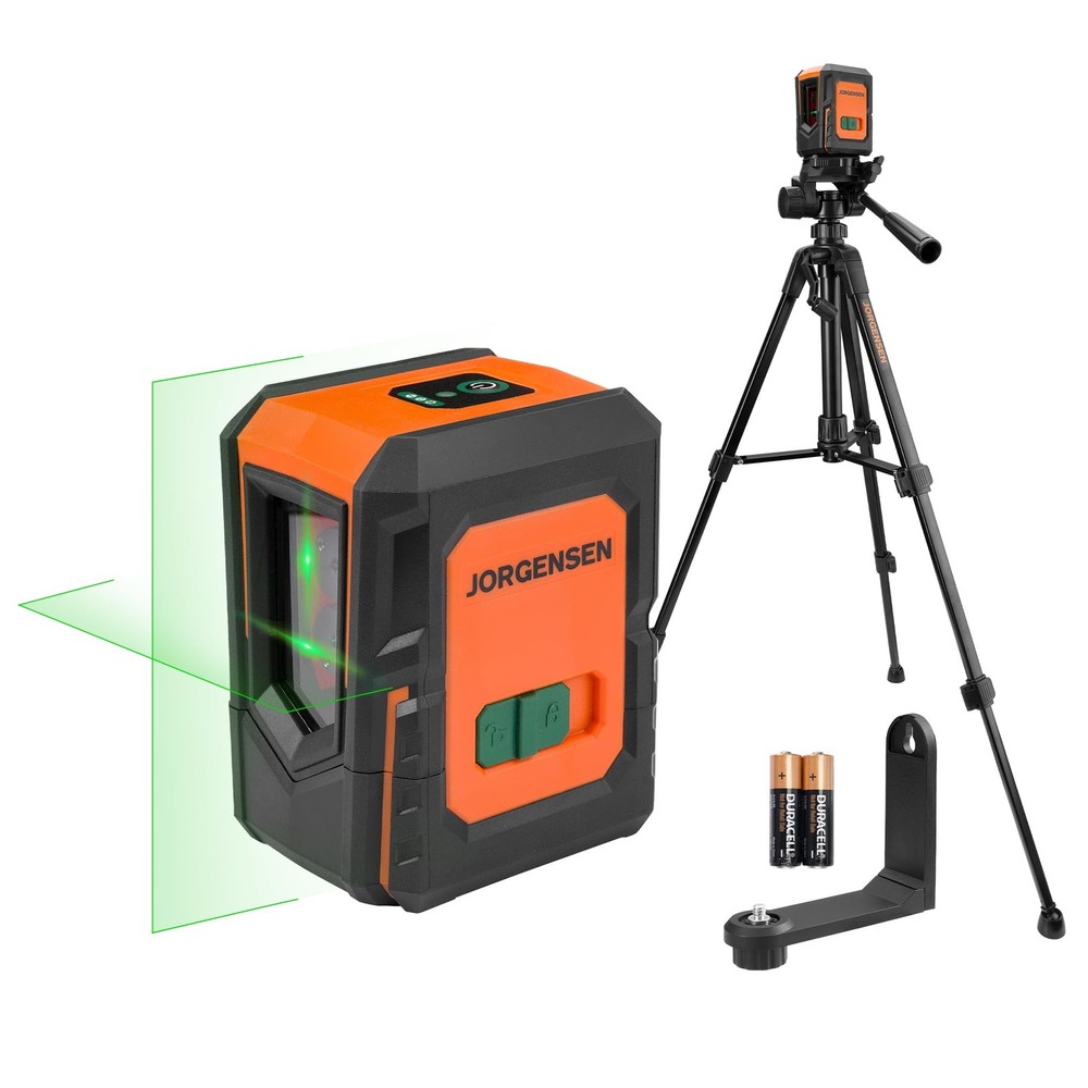 JORGENSEN Laser Level with Tripod, 100 FT Dual Modules Self Leveling Orange