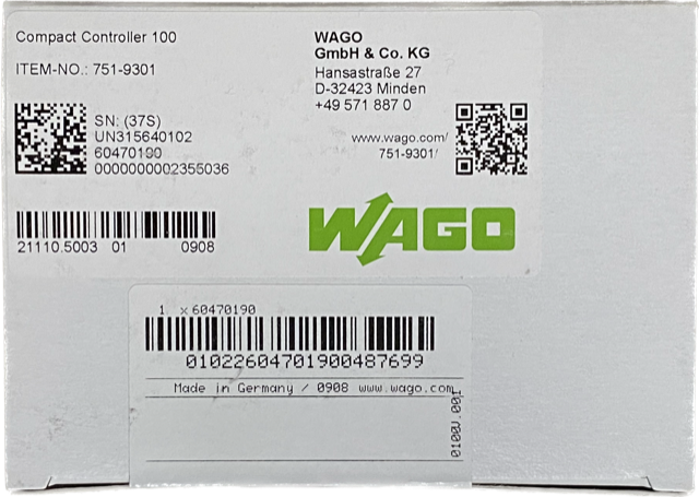 Wago 751-9301 Compact Controller 100 PLC Processor - AUTHORIZED WAGO DEALER