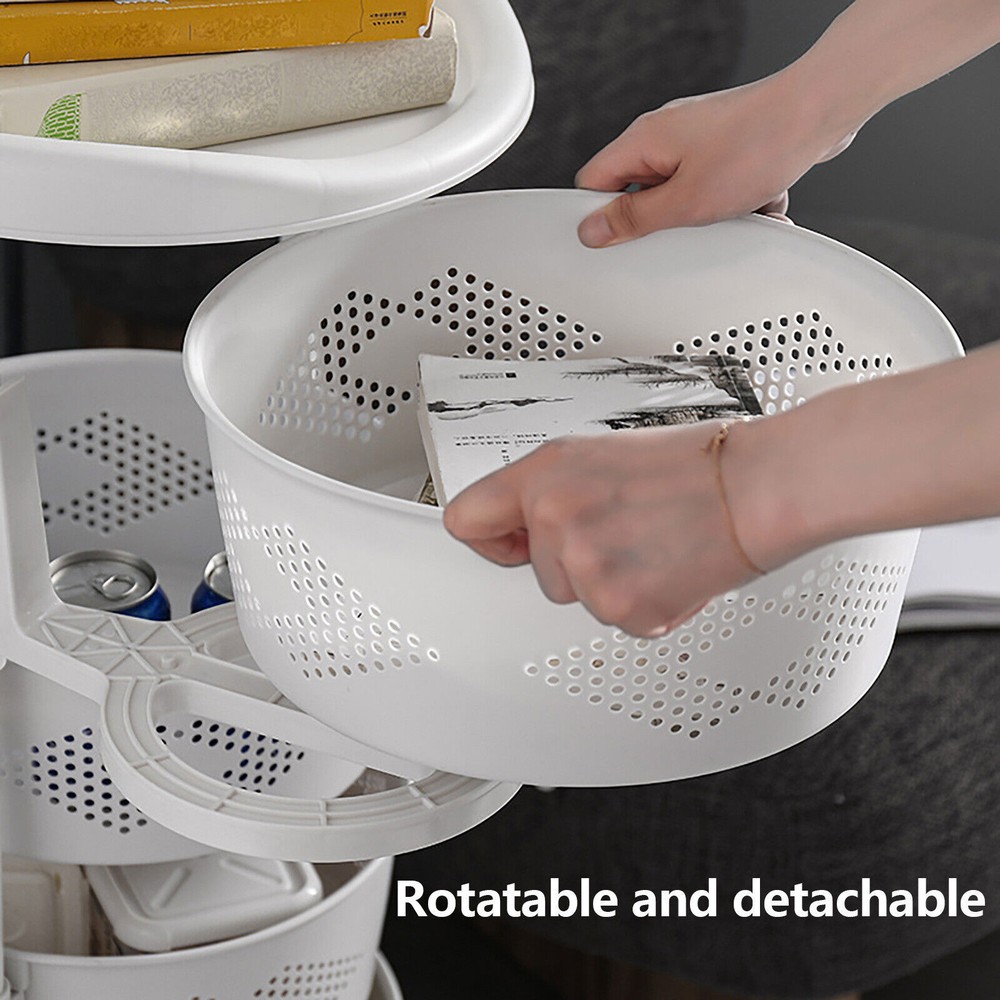 Kitchen Storage Cart Rotating Basket Vegetable Rack Multi-Layer Storage Shelves