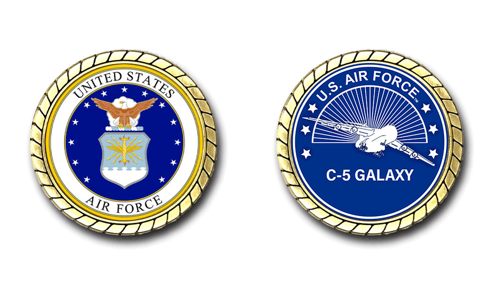 US Air Force C-5 Galaxy Aircraft Challenge Coin Officially Licensed