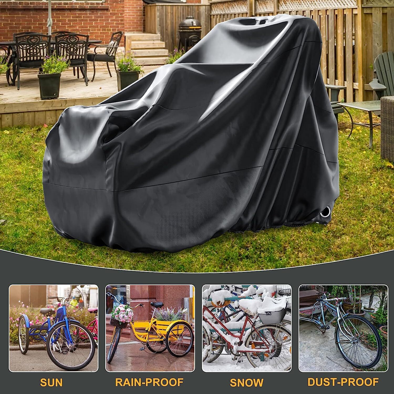SLSY Bike Cover Waterproof Bicycle Covers Rain Sun UV Dust WindProof &Lock Hole