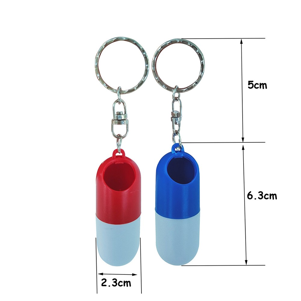 6pcs Pill Case Keychain Pill Boxes Capsule Shape Waterproof Pill Box