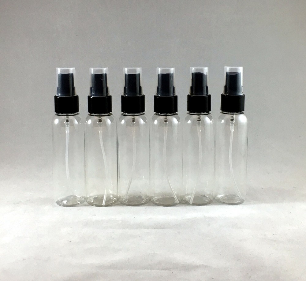 Clear PET 2 oz Plastic Cosmo Round Bottles-Disc Cap,Pump Spray/Atomizer,& others