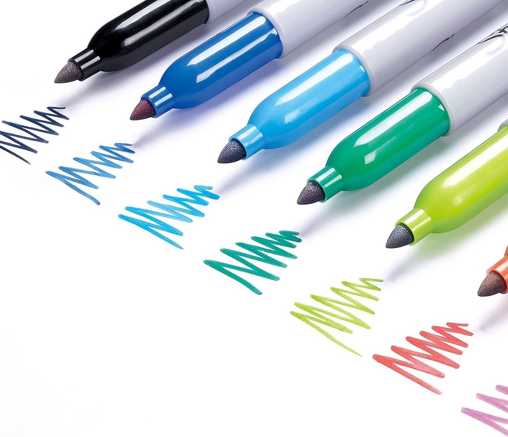 2 Count Black & Blue Fine Tip Permanent Markers for Multi-Surface Masterpieces