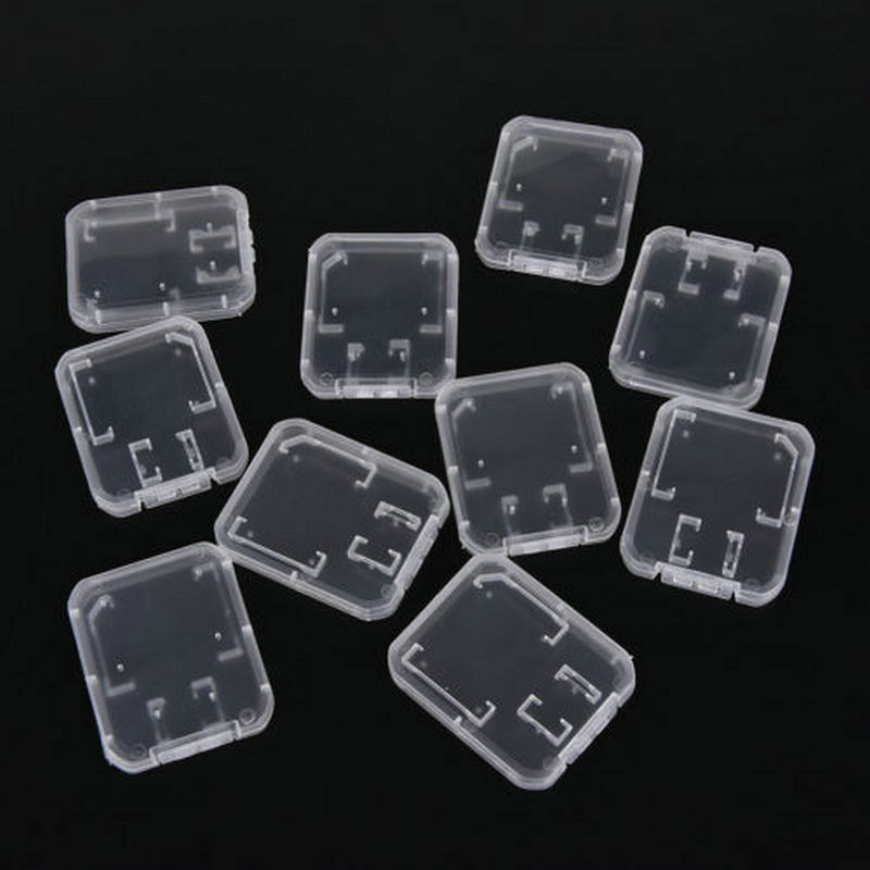10PCS Plastic Transparent Standard SD SDHC Memory Card Case Holder Box Storage