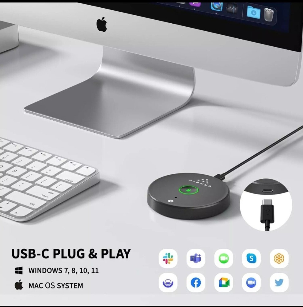 Airhug 21 USB Microphone Desktop Computer Mic Mute Button with LED Indicator New