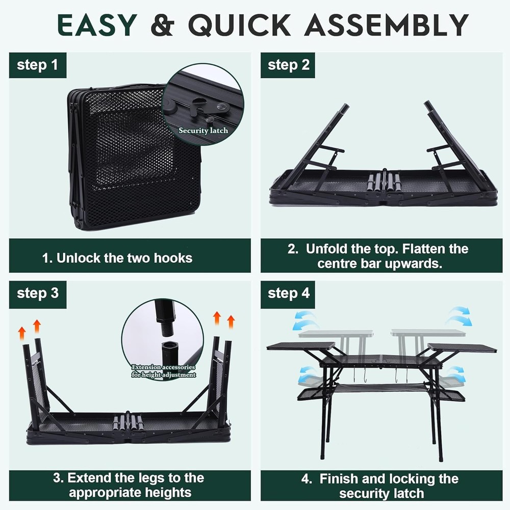 Camping Table Compact Folding Table Tailgate Grill Table Outdoor Tables Camping