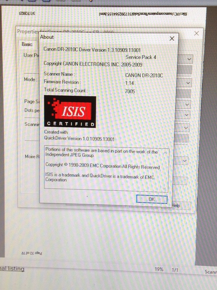 Canon imageFORMULA DR-2010C Flatbed Document Scanner M11065, 7005 Scans, WORKING