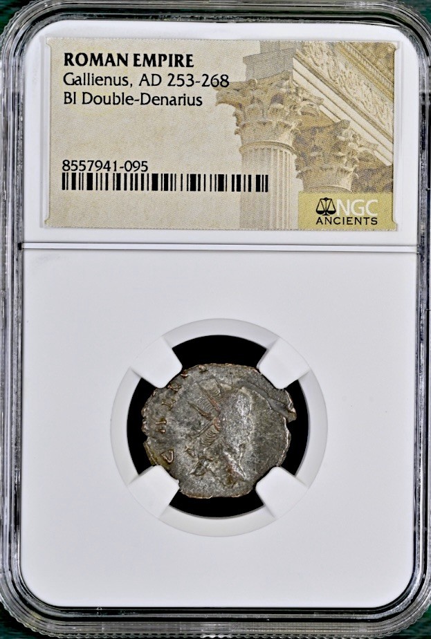 Ancient Roman Coin Emperor Gallienus 253AD-268AD NGC Genuine Double Denarius