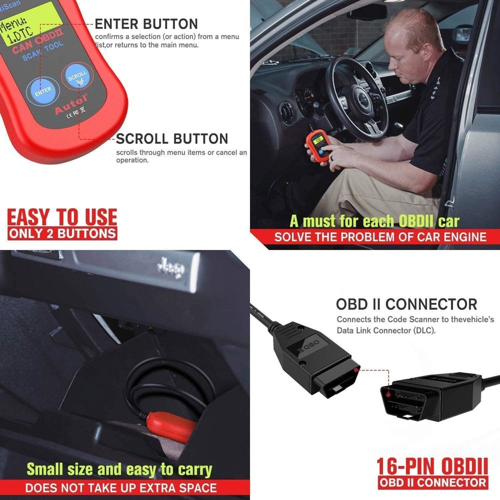 Autel MS300 OBD2 Scanner Code Reader Turn Off Check Engine Light Car Diagnostics