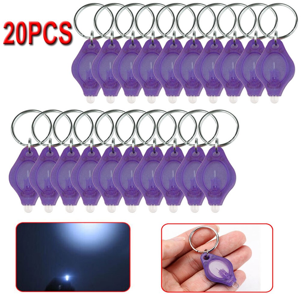 20pcs LED Mini Keychain Flashlight Key Ring Light Work Lamp Torch Lights Pocket