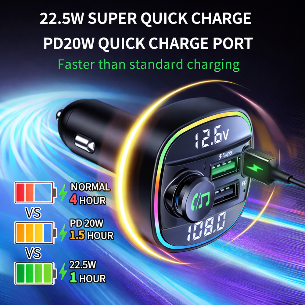 Bluetooth FM Transmitter Car Adapter Hands Free Radio USB Charger AUX Audio