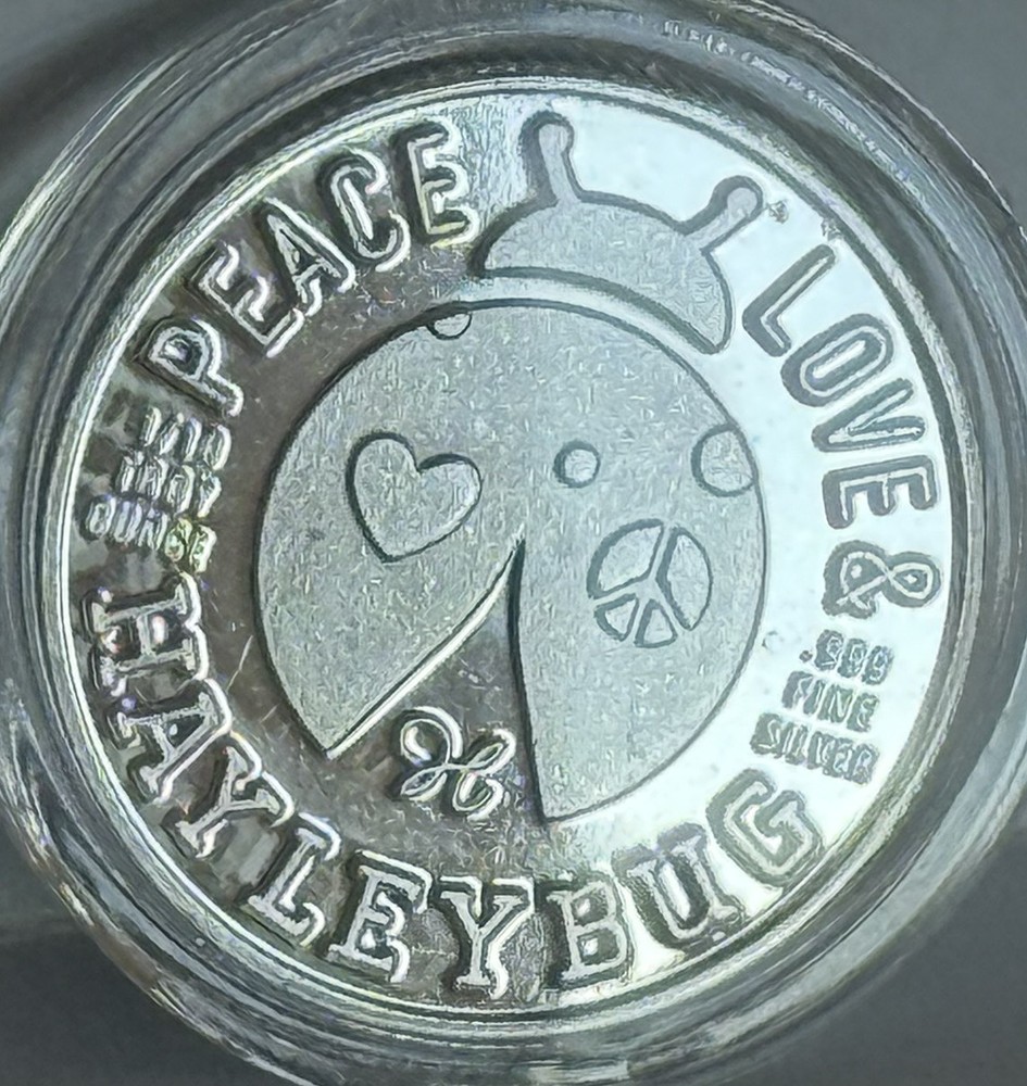 Hayleybug 1/10th oz Lucky Amethyst Ladybug Silver Round