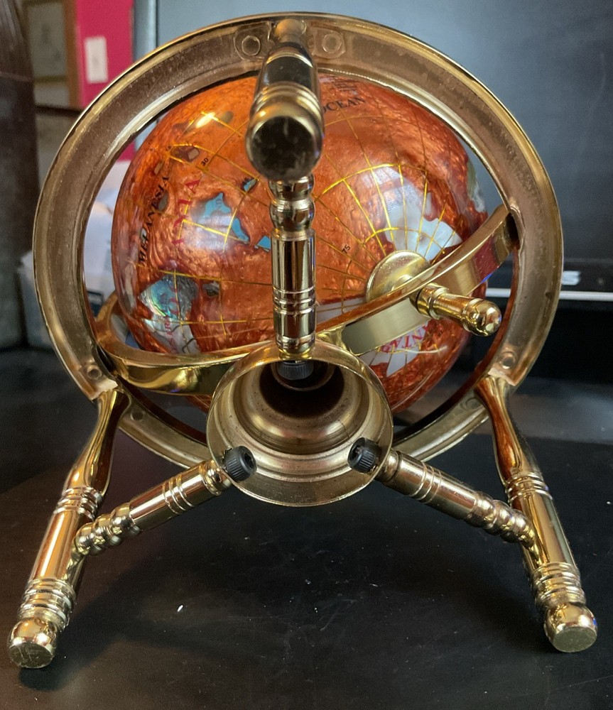 7 1/2” Tall Handcrafted Gemstone World Globe