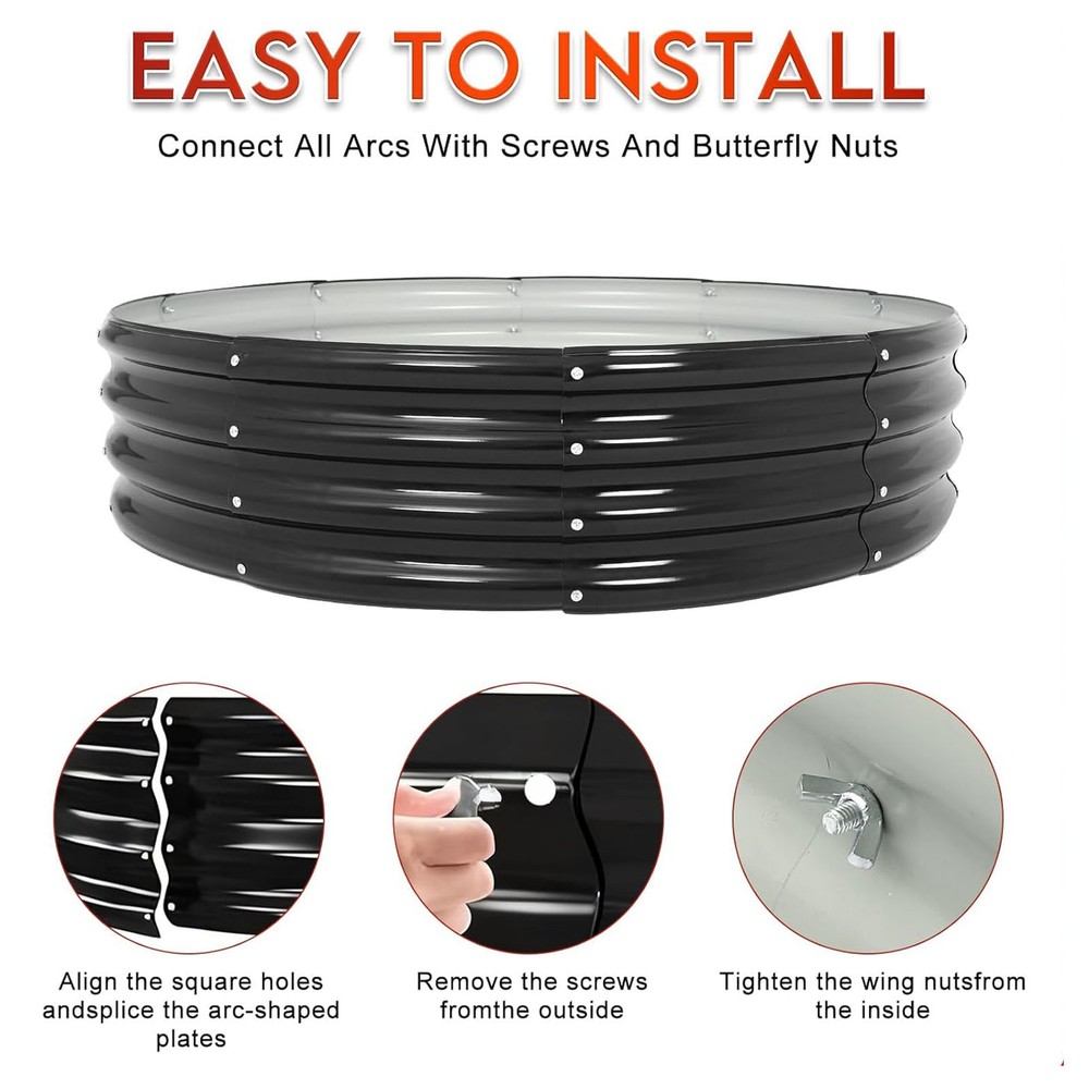 48" Round Galvanized Steel Fire Ring Pit for Backyard, Camping, Bonfire