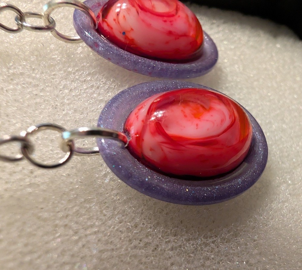 Purple Framed Dangle Earrings