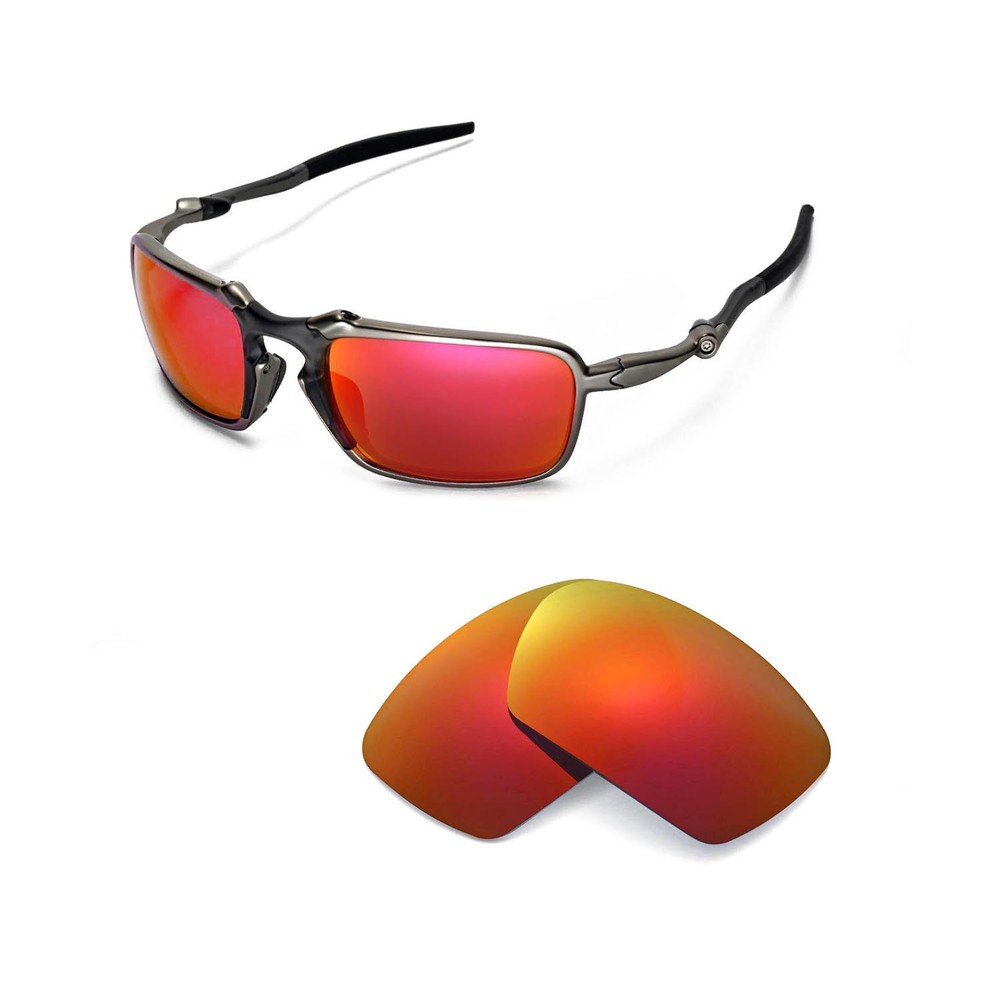 Walleva Fire Red Polarized Replacement Lenses For Oakley Badman Sunglasses
