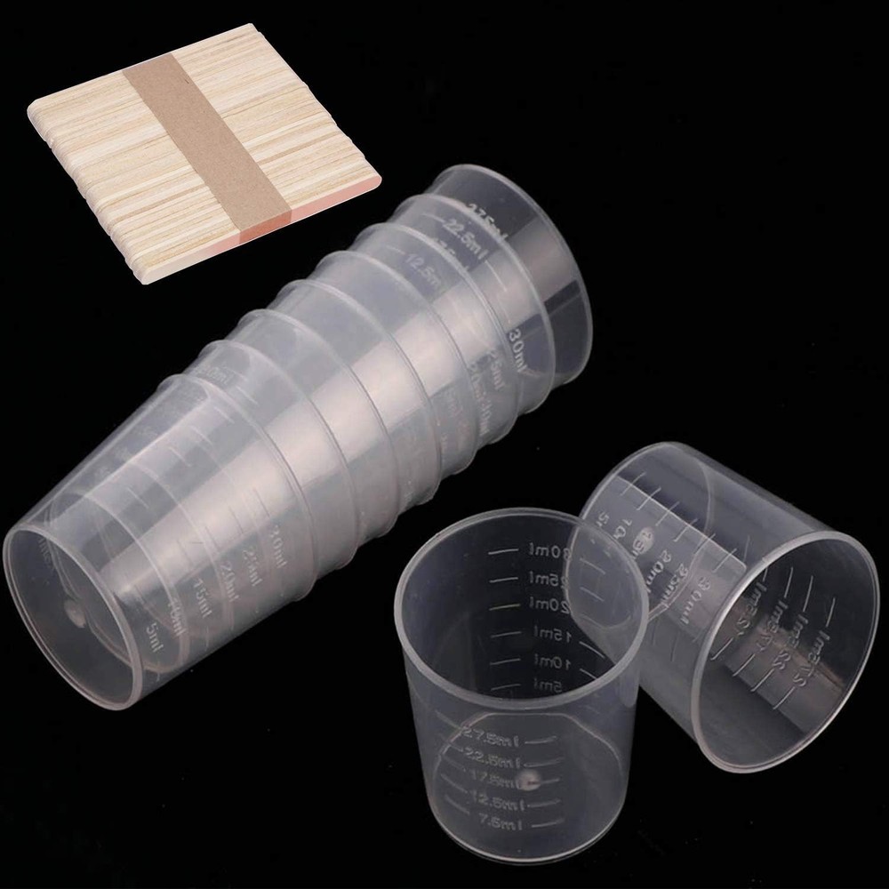 100 Pack 1oz/30ml Plastic Graduated Cups Transparent Scale Cups with 50 Pack ...