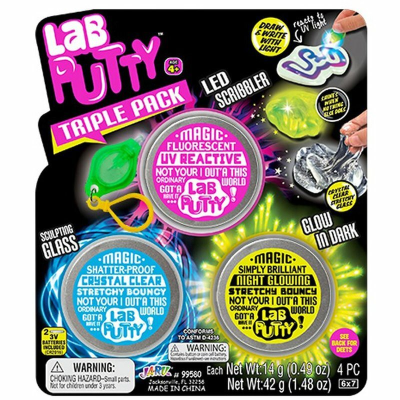 JA-RU Lab Putty Triple Pack, Glowing, Clear, & UV Reactive