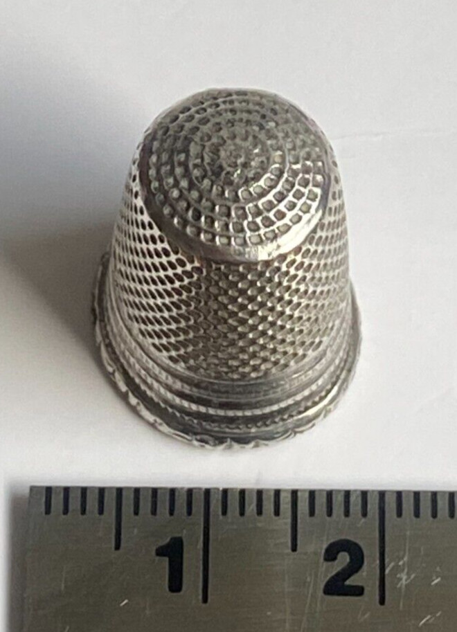 Antique 2x c1910 Solid Silver Thimbles One by U.S.A Simon Brothers & Other