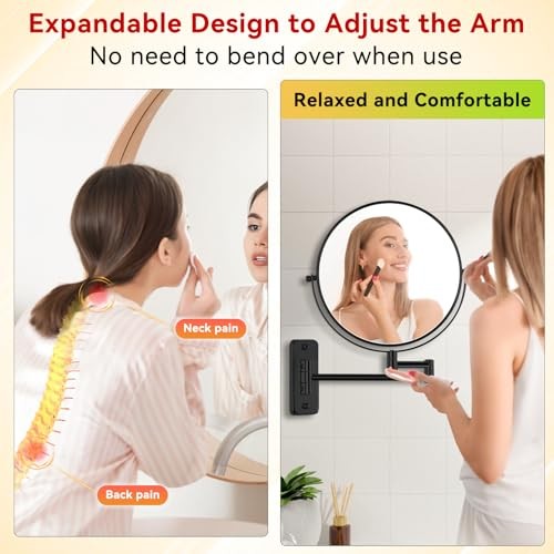 8” Wall Mount Makeup Mirror with 20X Strong Magnification, Double Sided