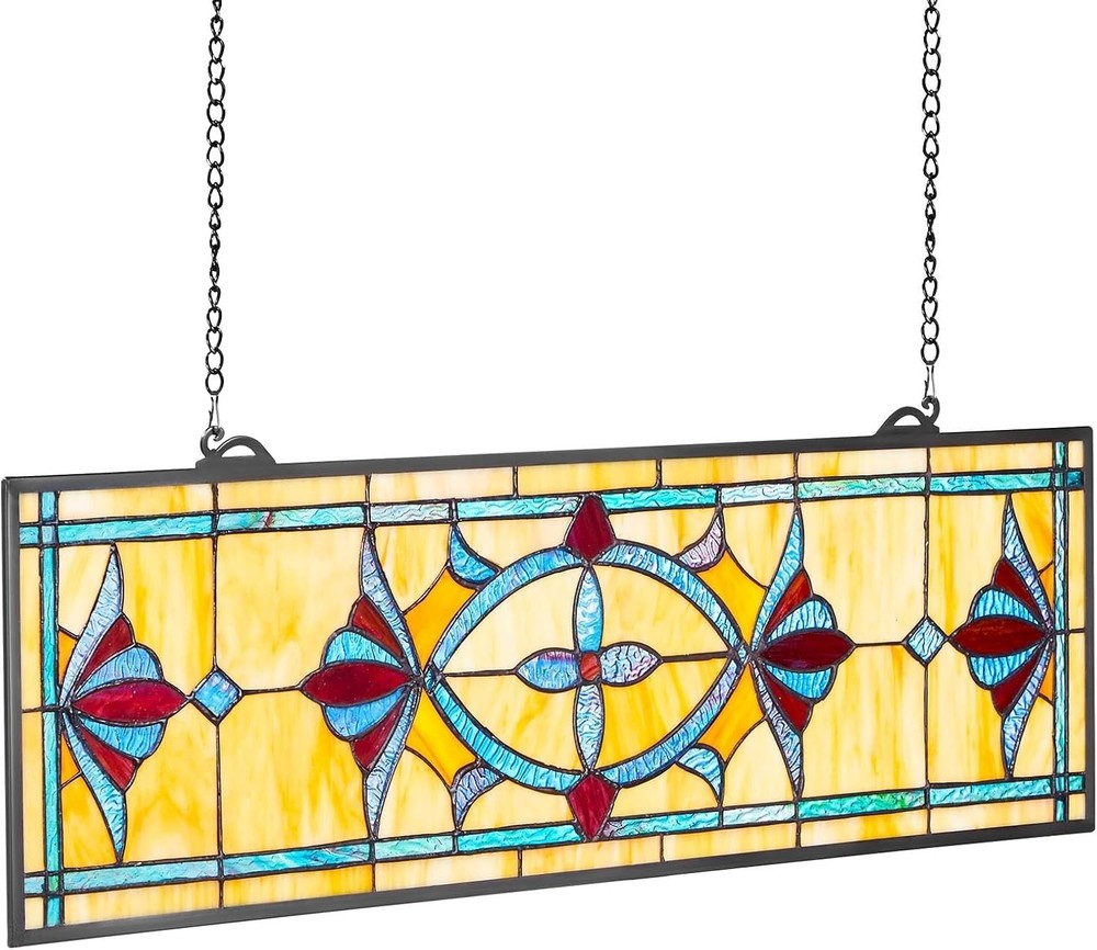 Tiffany Style Stained Glass Window Panel Hanging Transom
