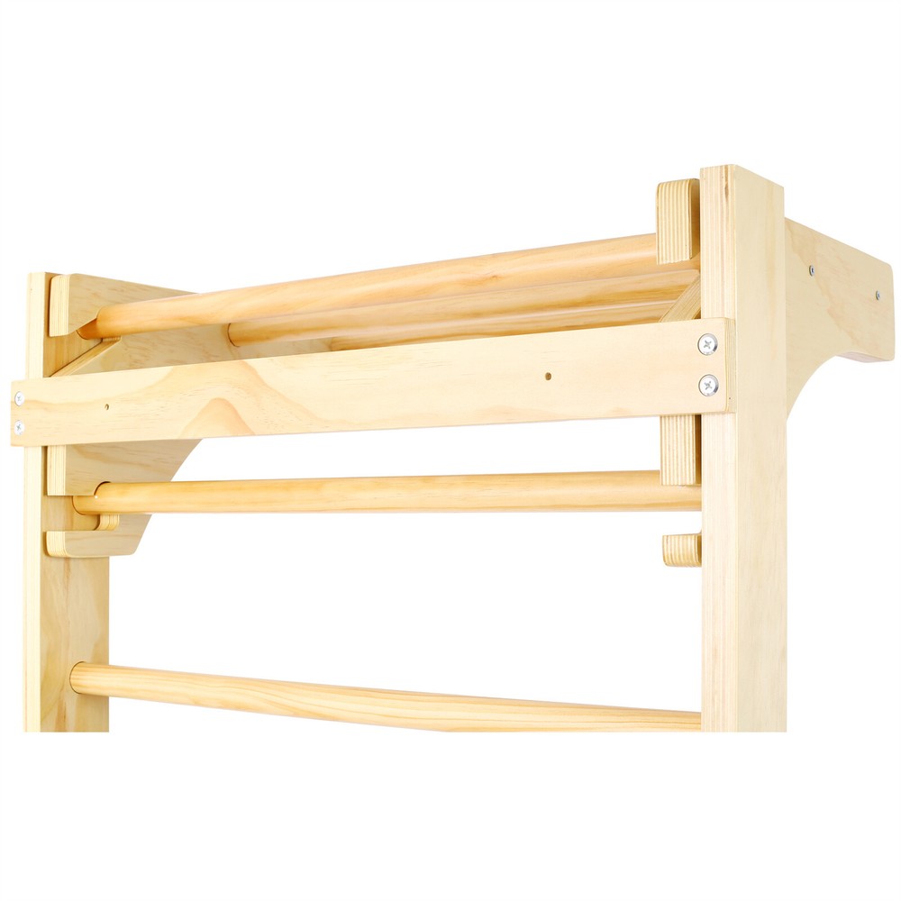 Swedish Ladder Gymnastics Stall Bar Wall Mount Adjustable Pull Up Bar Solid Wood