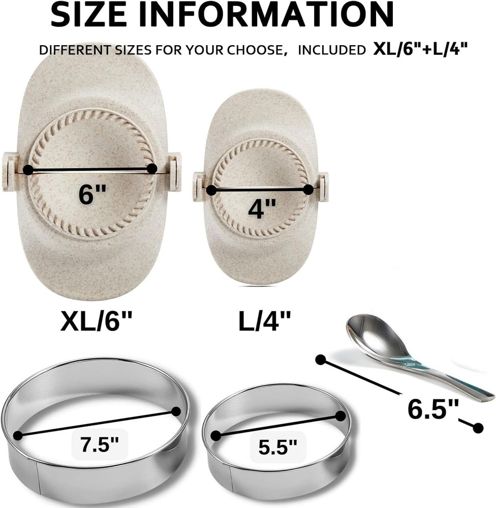6 Inch Empanada Maker Press, Extra Large Dumpling Maker Set with Dough Cutter