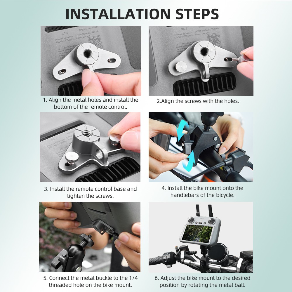 1/4 Expansion Adapter Bracket Riding Mount For DJI RC/RC 2 Remote Controller