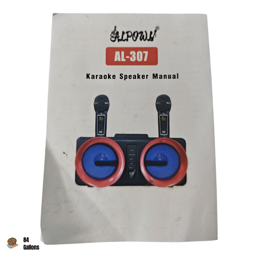 ALPOWL Mini Portable Karaoke Machine with 2 UHF Wireless Mic Bluetooth & LED