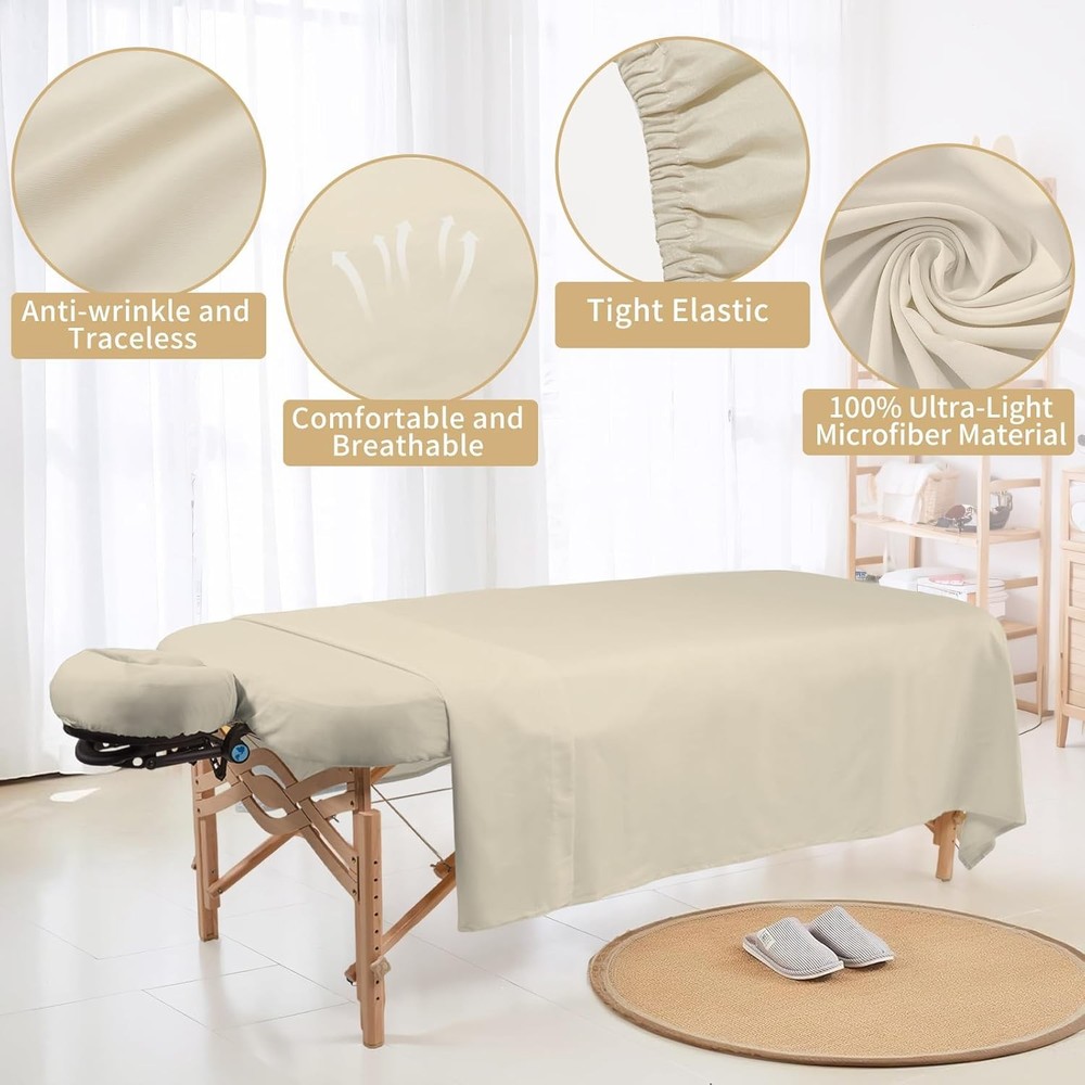 4 Sets Premium Microfiber Massage Table Sheets Set 3 Piece Set Includes