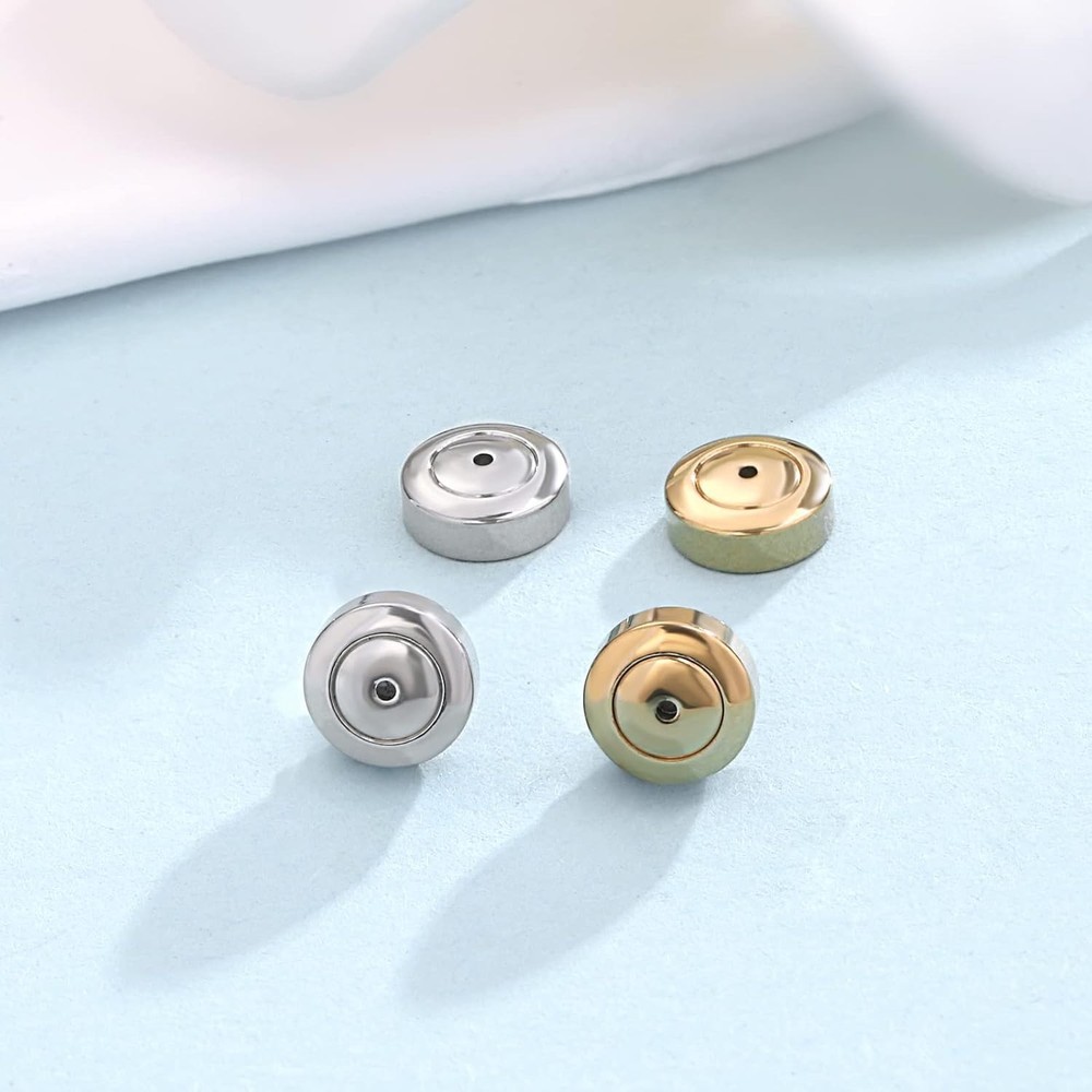 4 Pcs Round Discs Earring Backs for Droopy Ears Stud Pierced Locking Lifters