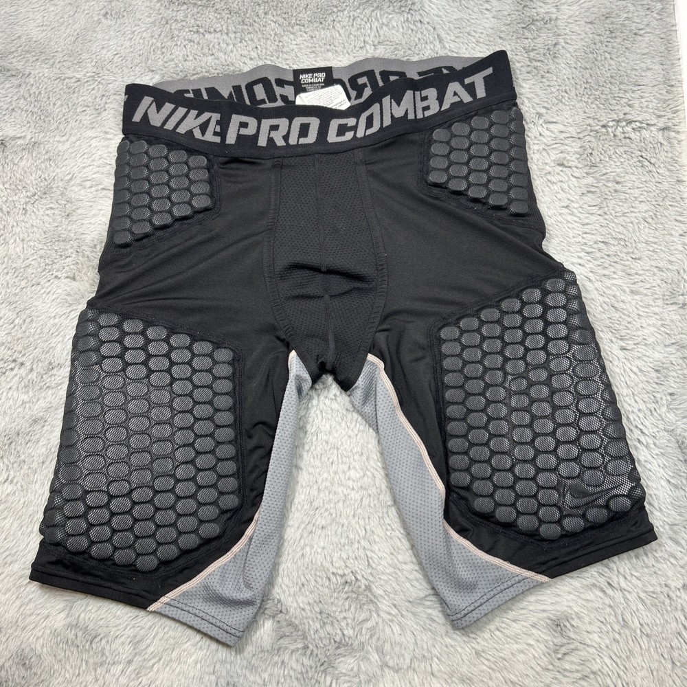 Nike Pro Combat Compression Shorts Mens Large Black Gray Padded Stretch