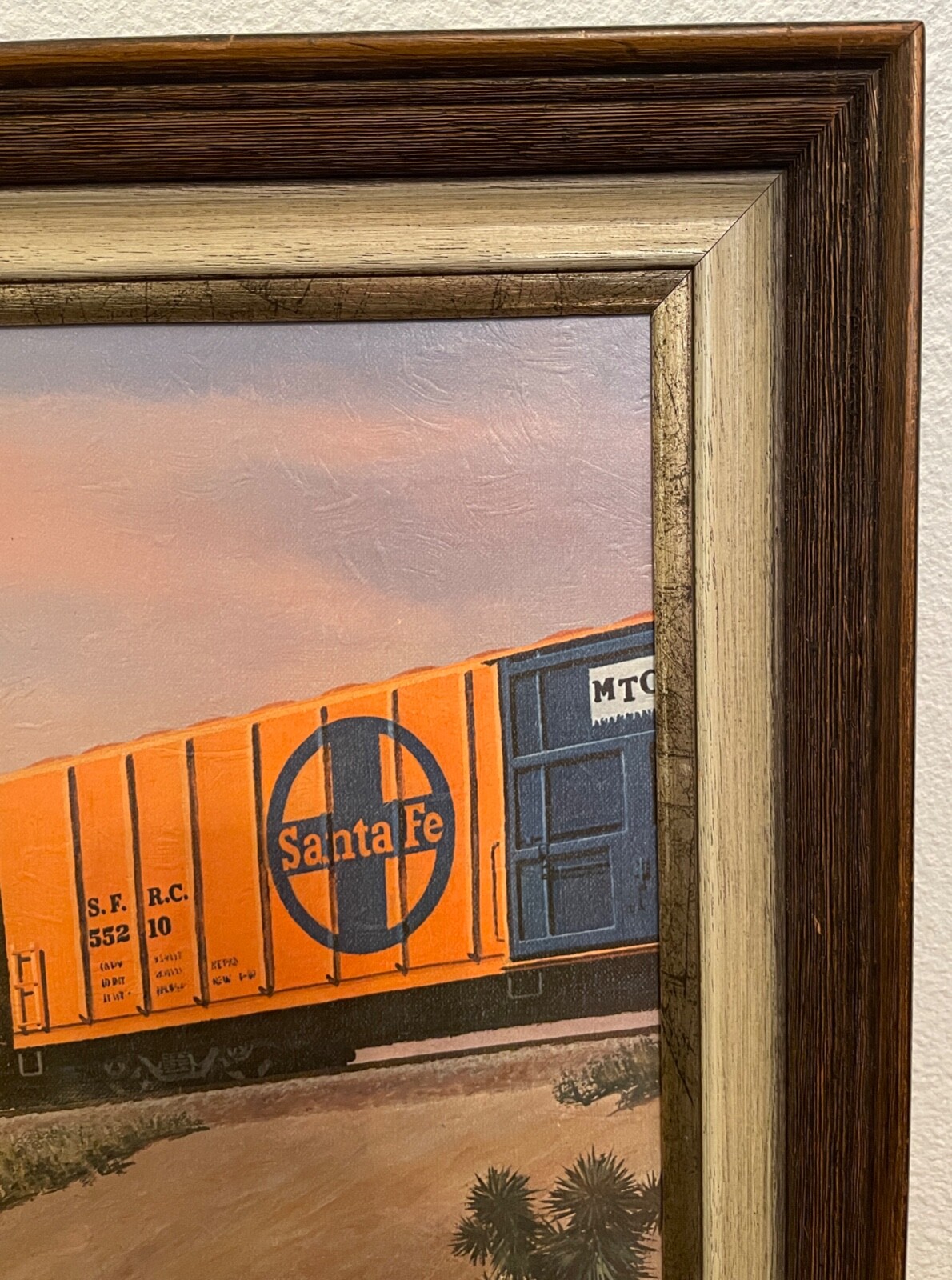 LARGE VINTAGE COMMERCIAL SANTA FE TRAINS SHIPPING OFFICE FOGG PRINT 23'" BY 35"