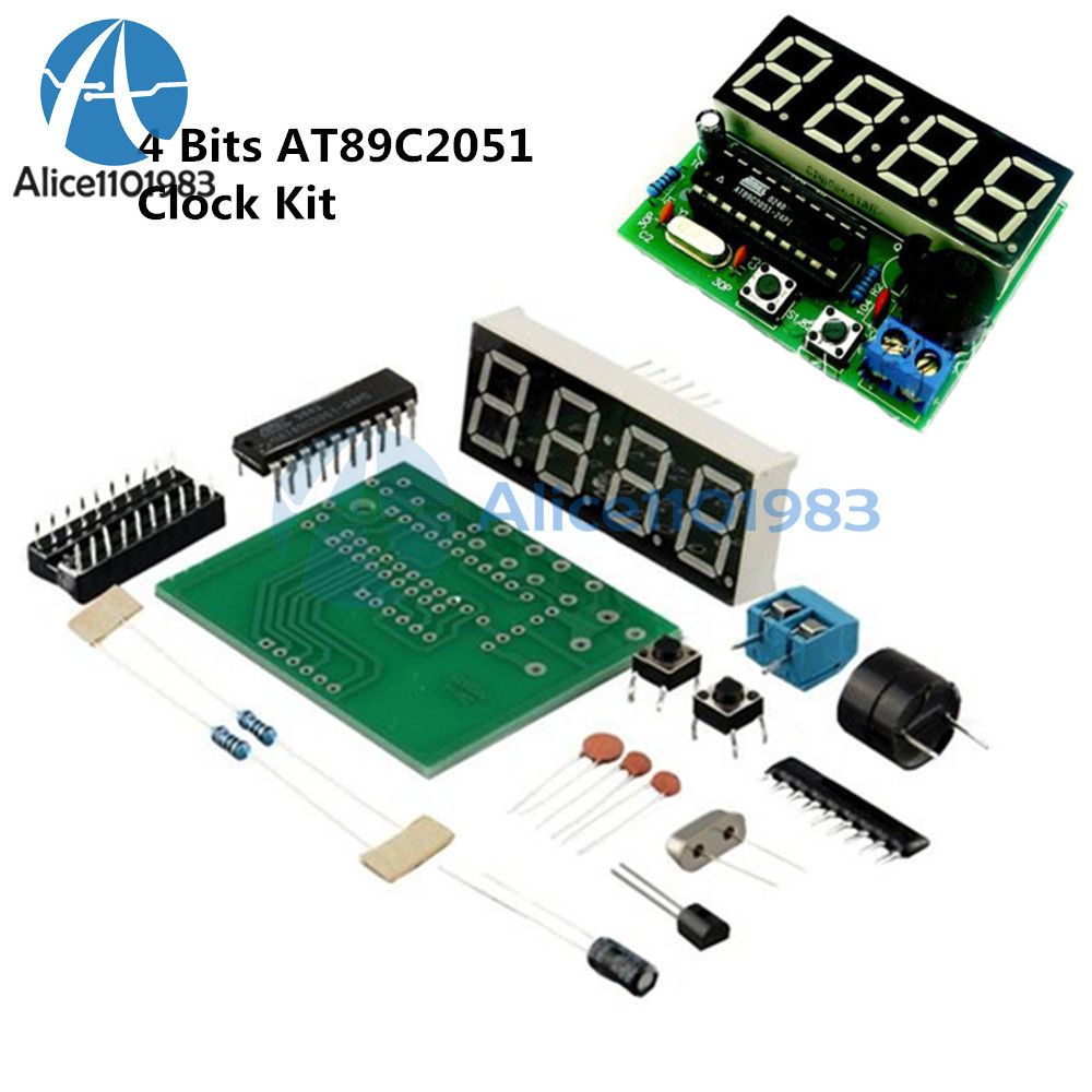 AT89C2051 Digital 4 Bits Electronic Clock Electronic Production Suite DIY Kit