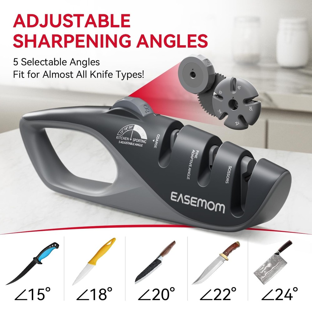 Kitchen Knife Sharpener, 5 Adjustable Sharpening Angle - Handheld P... Fast Ship