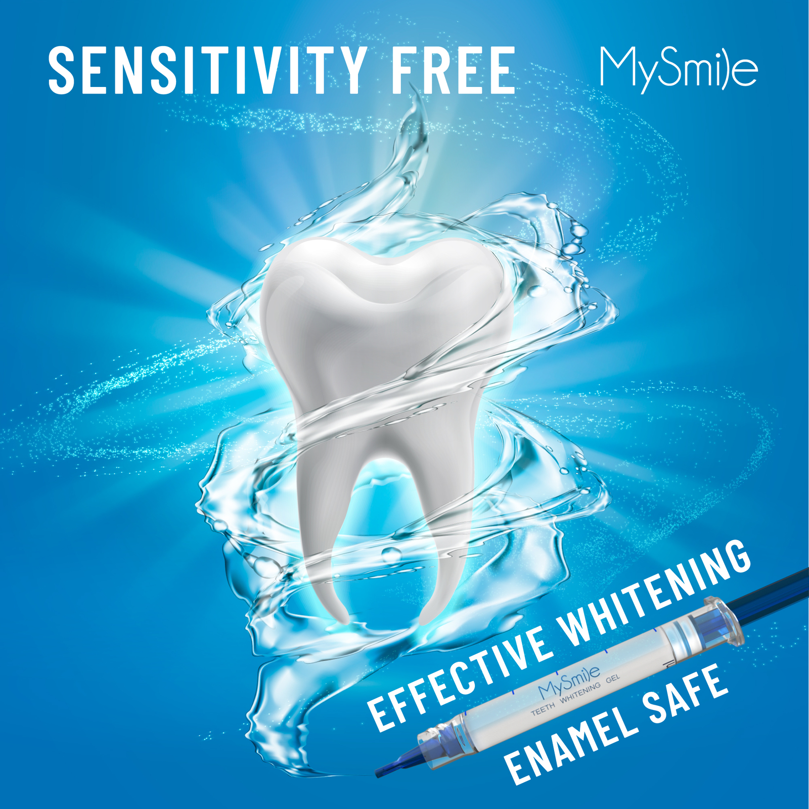 MySmile PAP Teeth Whitening Kit with 5LED Light Upper Lower Tray Whitener Gel
