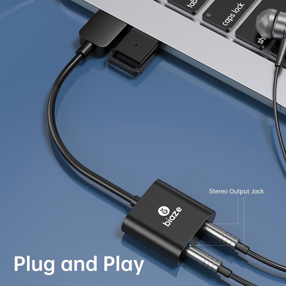 USB to 3.5mm Audio Adapter Headphone Mic Jack for Windows MAC Linux PC PS5 PS4