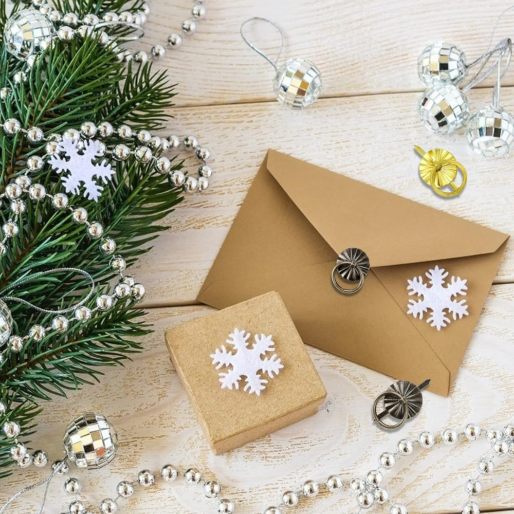 40Pcs Metal Brad Fasteners with Pull Rings Small Ring Fasteners Ring Pulls Handl